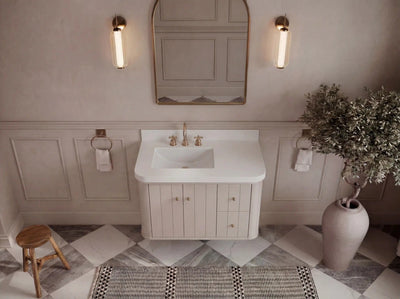 Houston Floating 36 in. W x 22 in. D Left Offset Sink Bathroom Vanity - Willow Bath and Vanity
