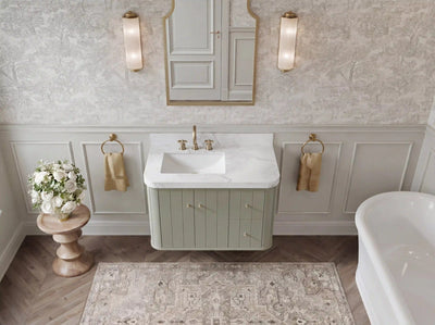 Houston Floating 36 in. W x 22 in. D Left Offset Sink Bathroom Vanity - Willow Bath and Vanity