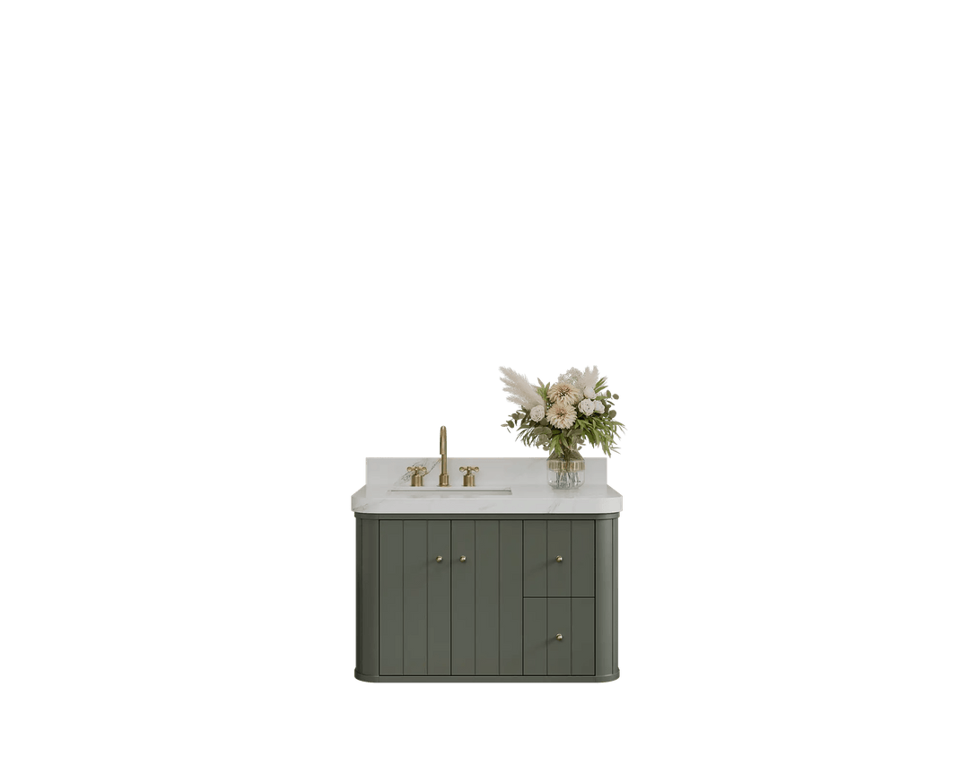 Houston Floating 36 in. W x 22 in. D Left Offset Sink Bathroom Vanity - Willow Bath and Vanity