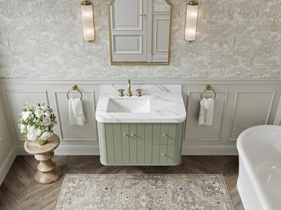 Houston Floating 36 in. W x 22 in. D Left Offset Sink Bathroom Vanity - Willow Bath and Vanity