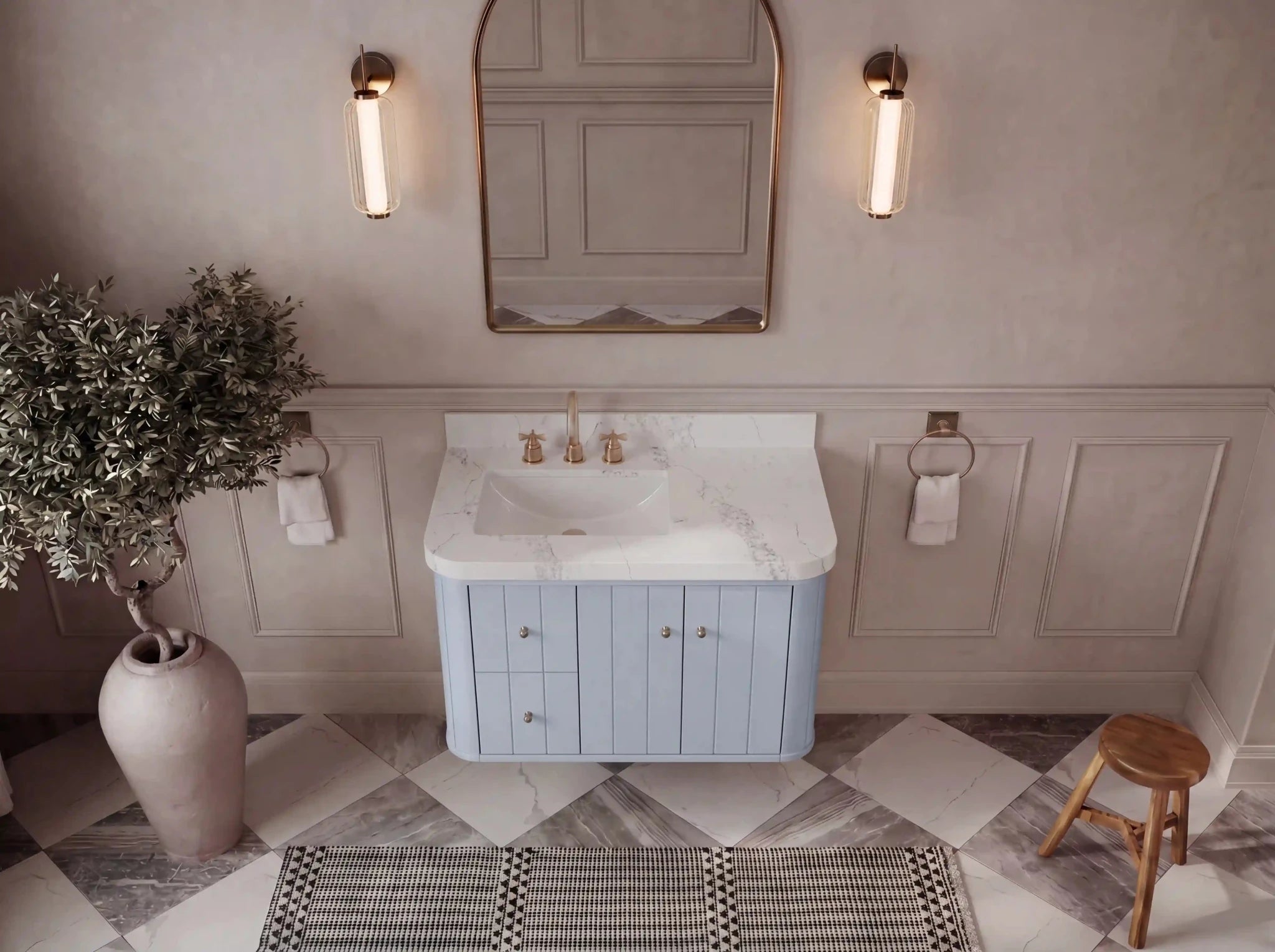 Houston Floating 36 in. W x 22 in. D Left Offset Sink Bathroom Vanity - Willow Bath and Vanity