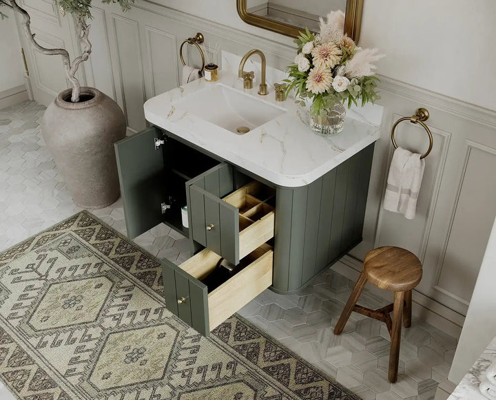 Houston Floating 36 in. W x 22 in. D Left Offset Sink Bathroom Vanity - photo 3