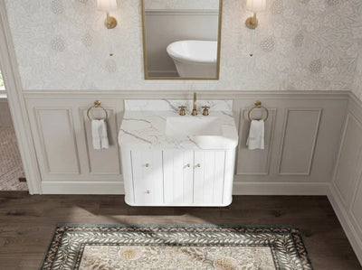 Houston Floating 36 in. W x 22 in. D Right Offset Sink Bathroom Vanity - Willow Bath and Vanity