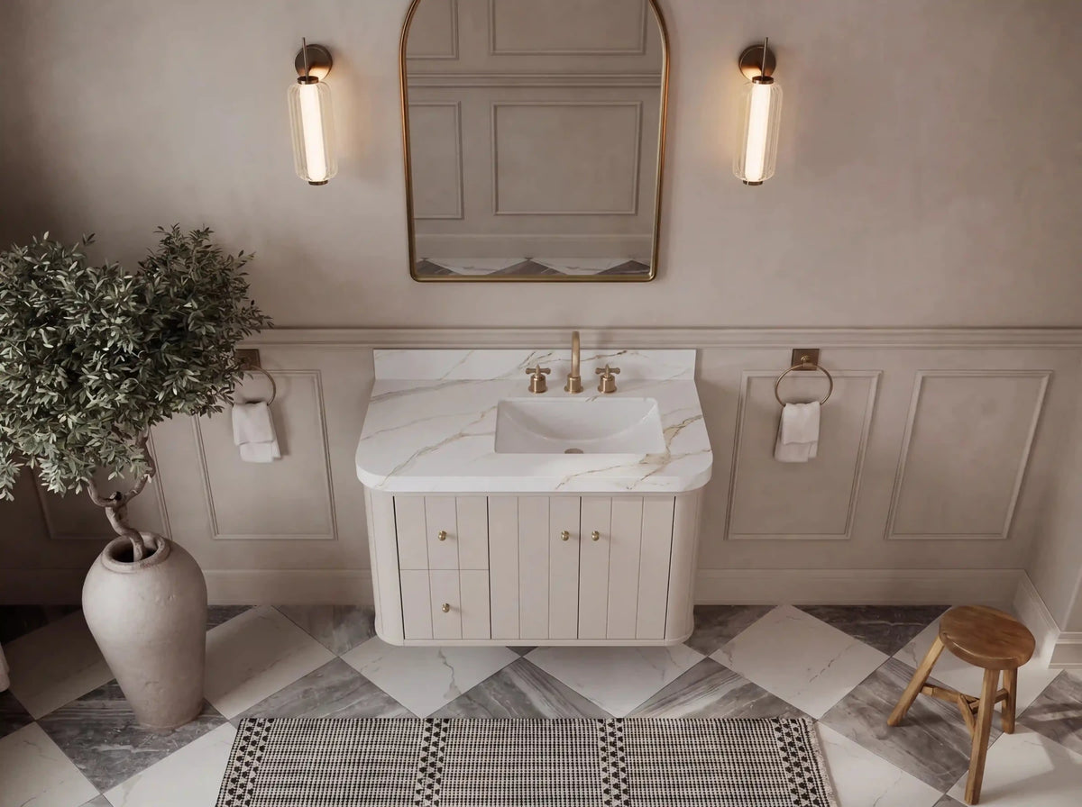 Houston Floating 36 in. W x 22 in. D Right Offset Sink Bathroom Vanity - Willow Bath and Vanity