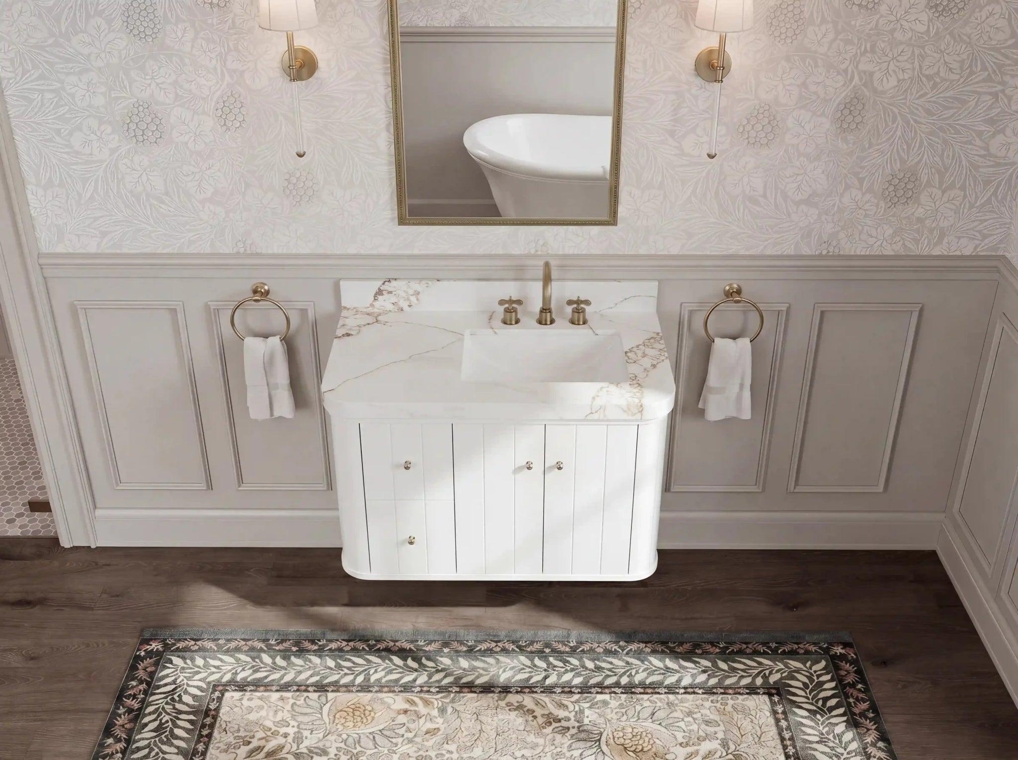 Houston Floating 36 in. W x 22 in. D Right Offset Sink Bathroom Vanity - Willow Bath and Vanity
