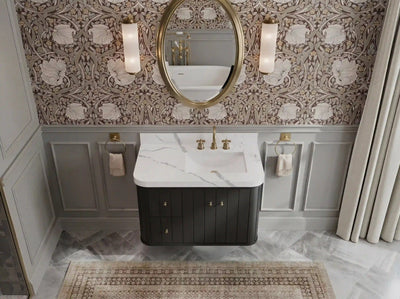 Houston Floating 36 in. W x 22 in. D Right Offset Sink Bathroom Vanity - Willow Bath and Vanity