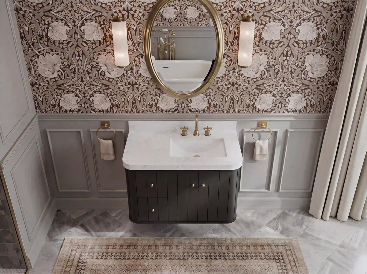 Houston Floating 36 in. W x 22 in. D Right Offset Sink Bathroom Vanity - Willow Bath and Vanity
