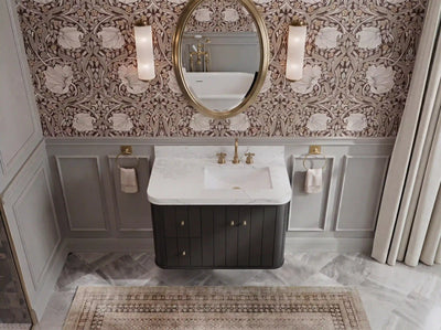 Houston Floating 36 in. W x 22 in. D Right Offset Sink Bathroom Vanity - Willow Bath and Vanity