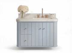 Houston Floating 36 in. W x 22 in. D Right Offset Sink Bathroom Vanity - photo 1