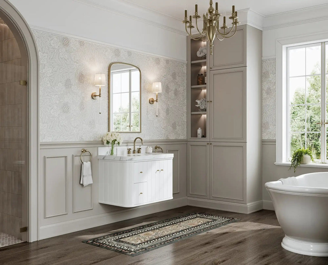 Houston Floating 36 in. W x 22 in. D Right Offset Sink Bathroom Vanity | 
              
                White
                
                  
             - HOU-FLT-CAB-WH-35R - photo №2