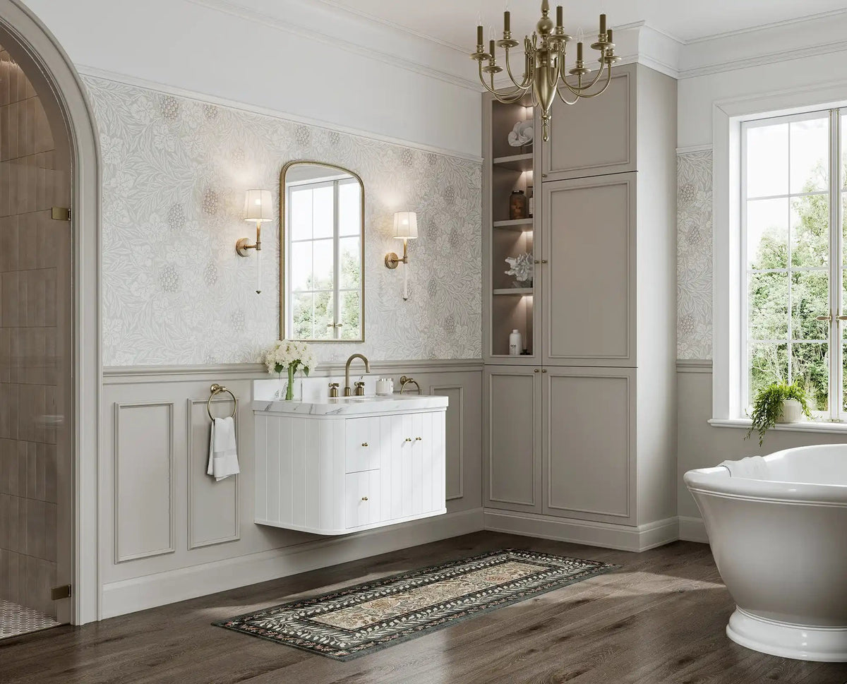 Houston Floating 36 in. W x 22 in. D Right Offset Sink Bathroom Vanity - Willow Bath and Vanity