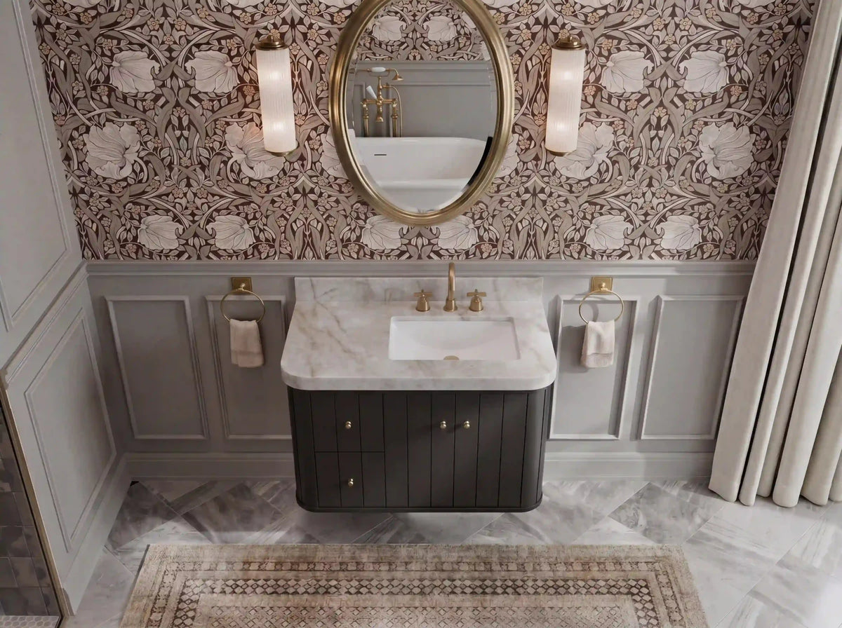 Houston Floating 36 in. W x 22 in. D Right Offset Sink Bathroom Vanity - Willow Bath and Vanity