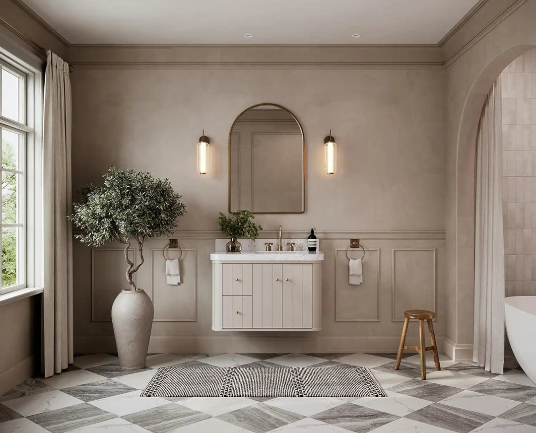 Houston Floating 36 in. W x 22 in. D Right Offset Sink Bathroom Vanity | 
              
                 Fine Grain Linen Beige
                
                  
             - HOU-FLT-CAB-FNG-35R - photo №5