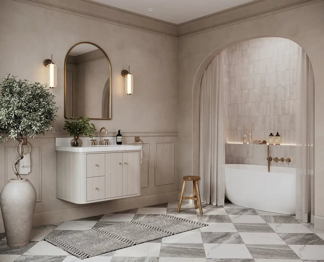 Houston Floating 36 in. W x 22 in. D Right Offset Sink Bathroom Vanity | 
              
                 Fine Grain Linen Beige
                
                  
             - HOU-FLT-CAB-FNG-35R - photo №2