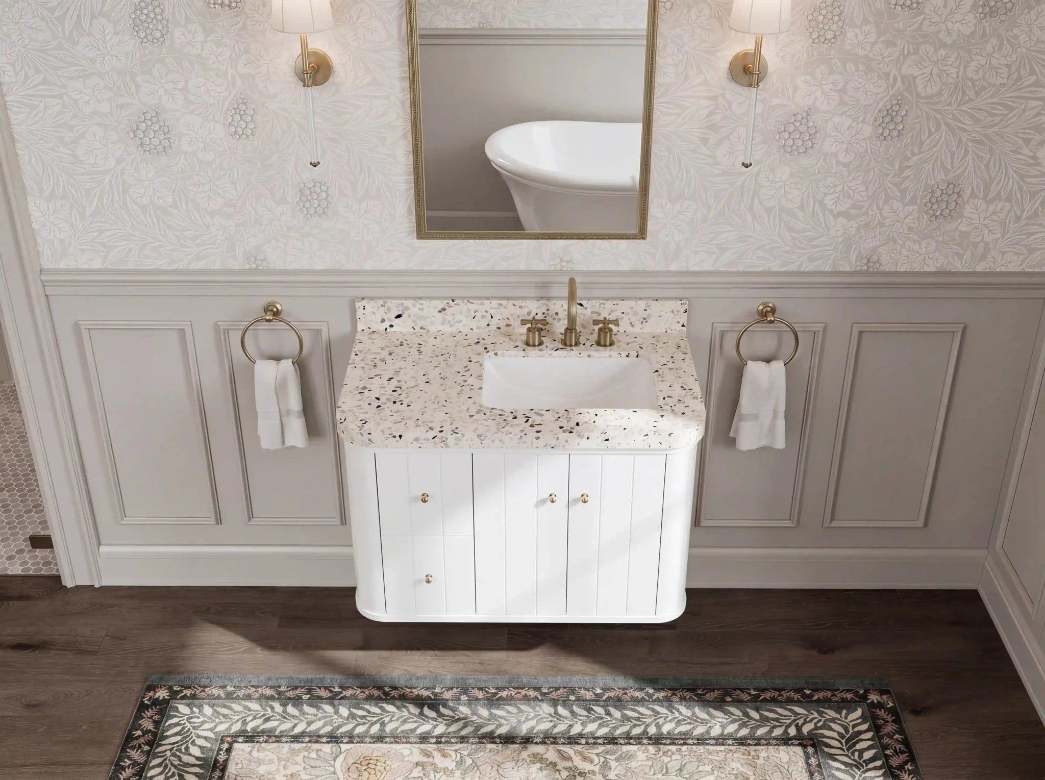 Houston Floating 36 in. W x 22 in. D Right Offset Sink Bathroom Vanity - Willow Bath and Vanity