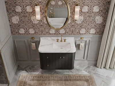 Houston Floating 36 in. W x 22 in. D Right Offset Sink Bathroom Vanity - Willow Bath and Vanity