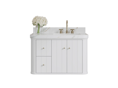 Houston Floating 36 in. W x 22 in. D Right Offset Sink Bathroom Vanity - Willow Bath and Vanity