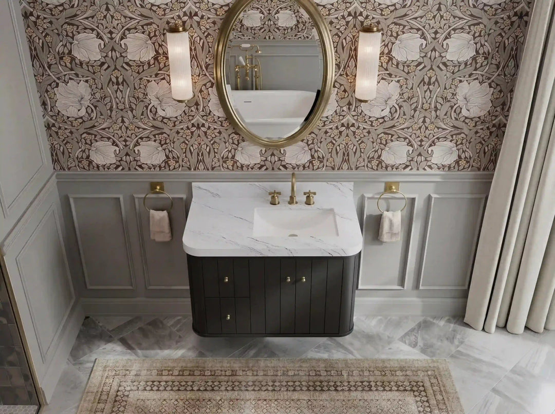 Houston Floating 36 in. W x 22 in. D Right Offset Sink Bathroom Vanity | 
              
                Black
                
                  
             - HOU_FLT_BLK_CA_GL_36R - photo №15