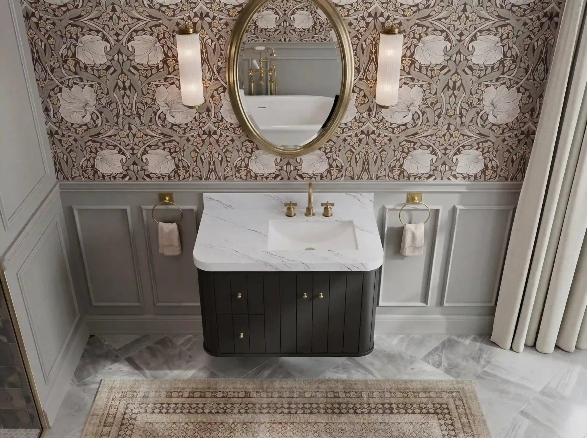 Houston Floating 36 in. W x 22 in. D Right Offset Sink Bathroom Vanity - Willow Bath and Vanity