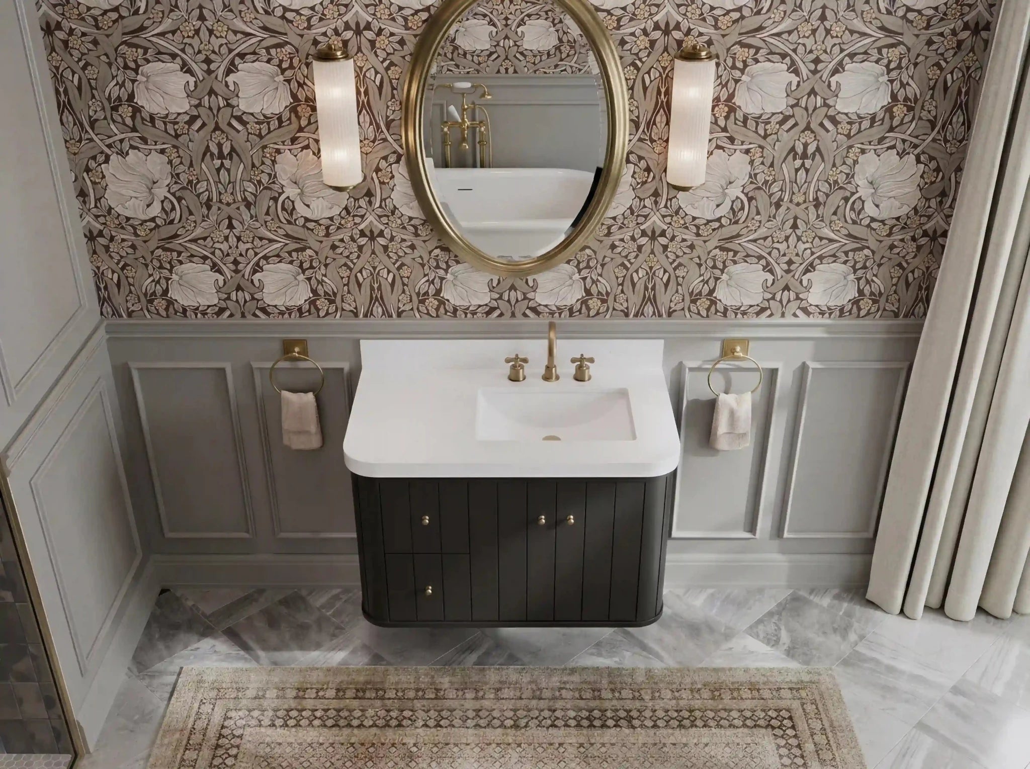 Houston Floating 36 in. W x 22 in. D Right Offset Sink Bathroom Vanity - Willow Bath and Vanity