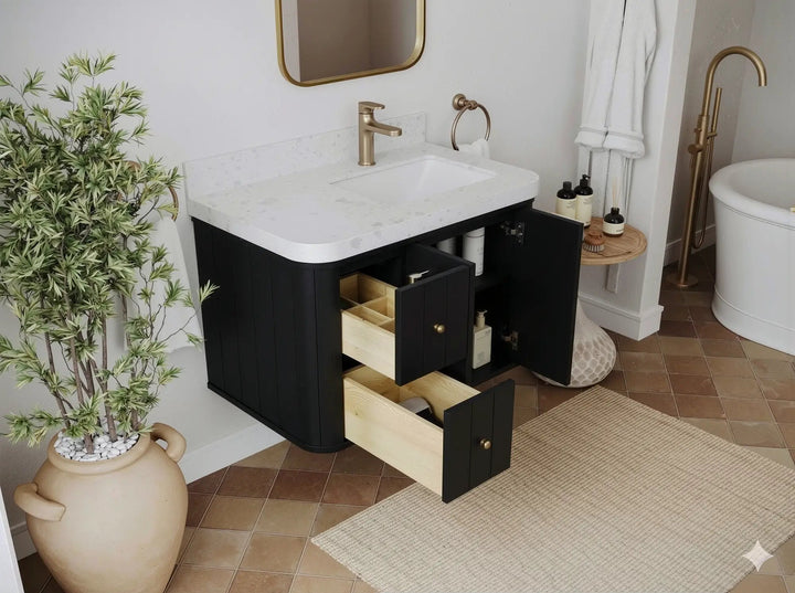 Houston Floating 36 in. W x 22 in. D Right Offset Sink Bathroom Vanity - photo 2