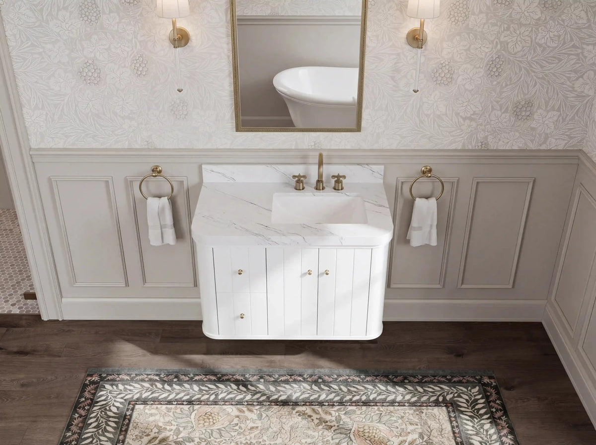 Houston Floating 36 in. W x 22 in. D Right Offset Sink Bathroom Vanity - Willow Bath and Vanity