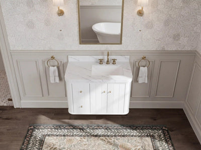 Houston Floating 36 in. W x 22 in. D Right Offset Sink Bathroom Vanity - Willow Bath and Vanity