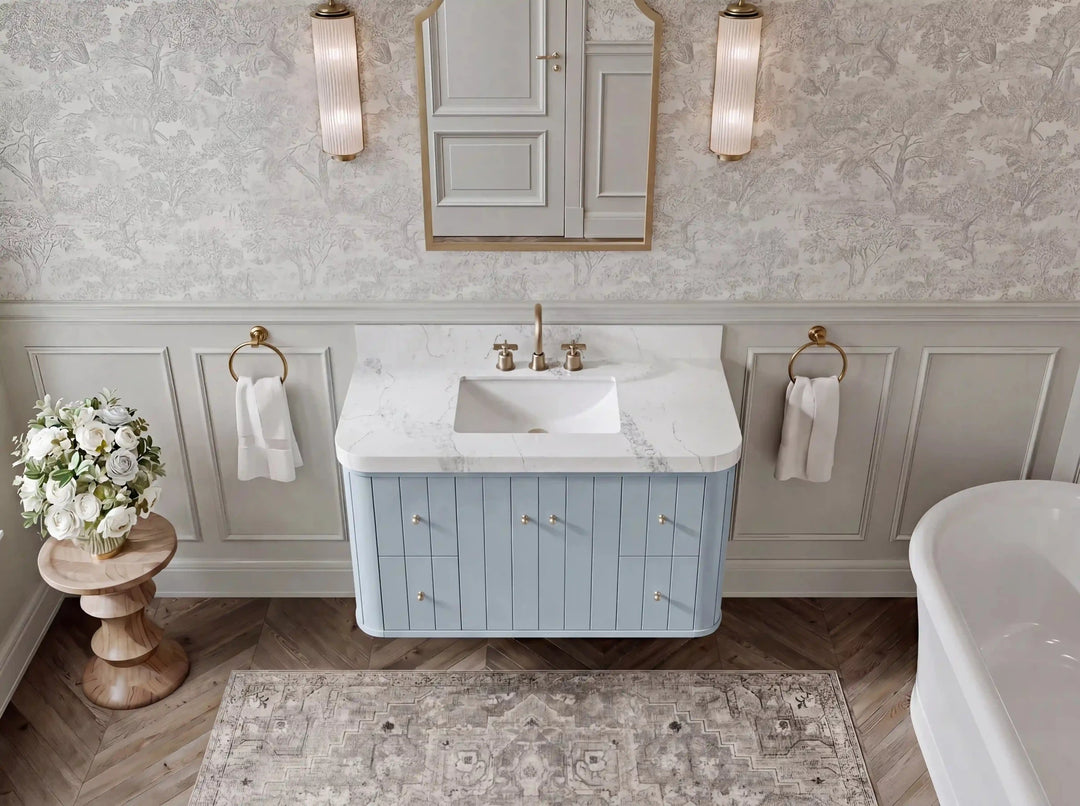 Houston Floating 42 in. W x 22 in. D Single Sink Bathroom Vanity | 
              
                Blue Heather
                
                  
             - HOU-FLT-CAB-BLU-41 - photo №4