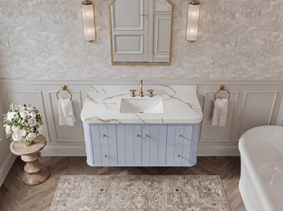 Houston Floating 48 in. W x 22 in. D Single Sink Bathroom Vanity - Willow Bath and Vanity