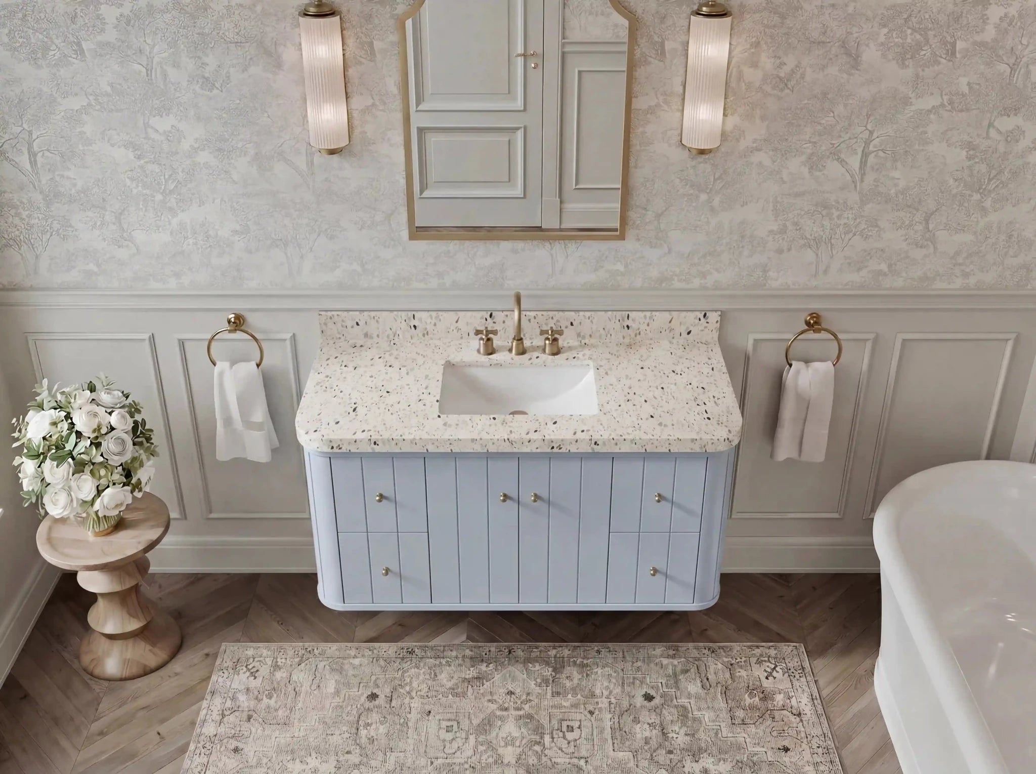 Houston Floating 48 in. W x 22 in. D Single Sink Bathroom Vanity - Willow Bath and Vanity