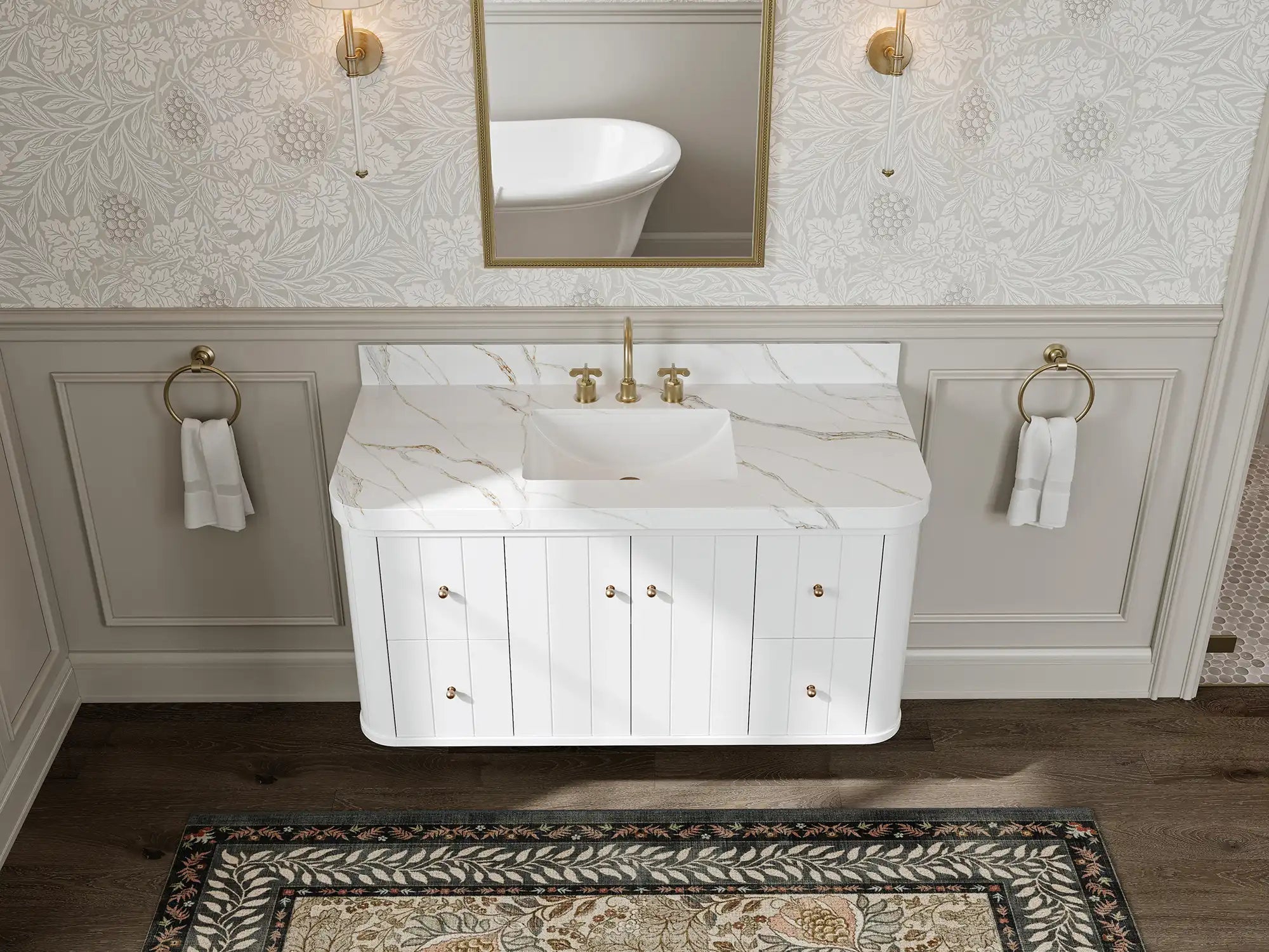Houston Floating 48 in. W x 22 in. D Single Sink Bathroom Vanity - Willow Bath and Vanity