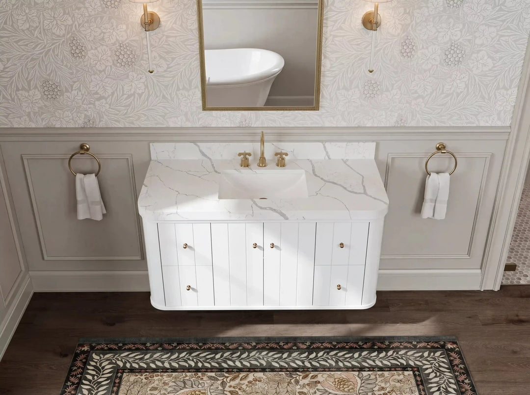Houston Floating 48 in. W x 22 in. D Single Sink Bathroom Vanity | 
              
                White
                
                  
             - HOU-FLT-CAB-WH-47S - photo №8
