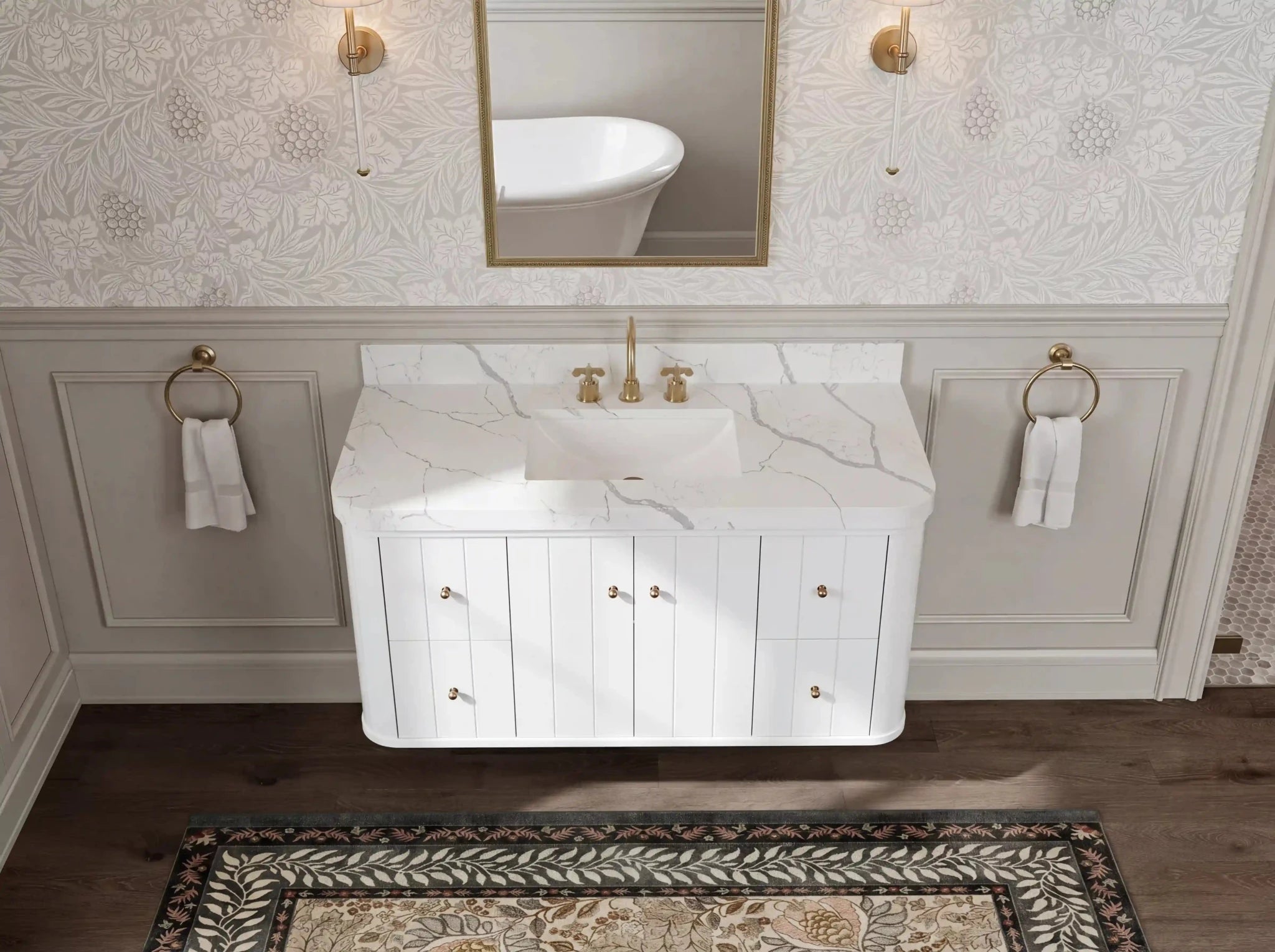 Houston Floating 48 in. W x 22 in. D Single Sink Bathroom Vanity - Willow Bath and Vanity