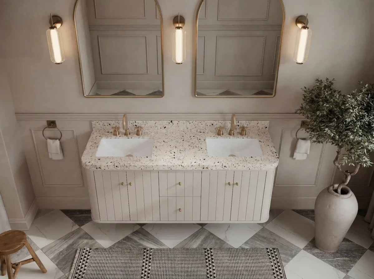 Houston Floating 60 in. W x 22 in. D Double Sink Bathroom Vanity - Willow Bath and Vanity