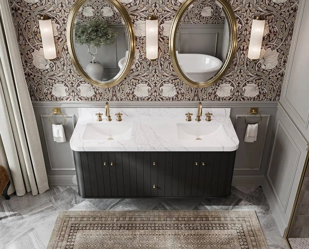 Houston Floating 60 in. W x 22 in. D Double Sink Bathroom Vanity - Willow Bath and Vanity