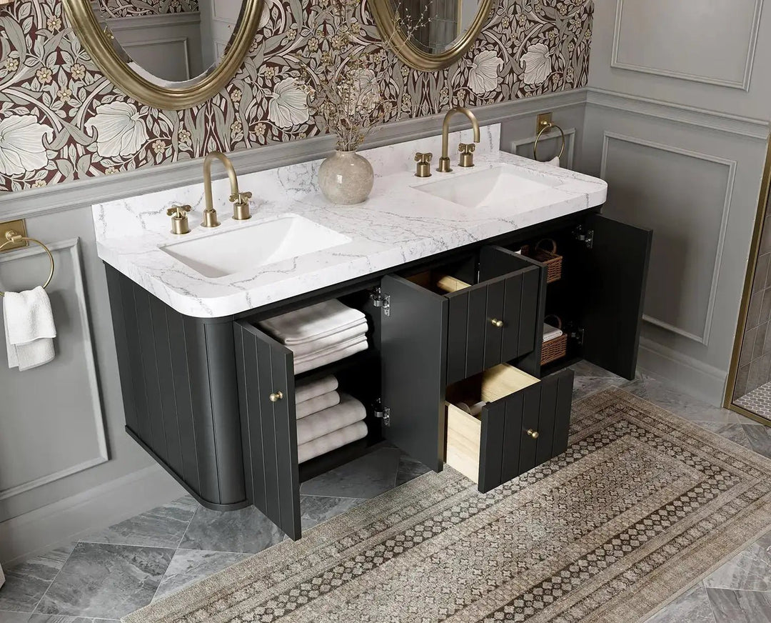 Houston Floating 60 in. W x 22 in. D Double Sink Bathroom Vanity - Willow Bath and Vanity