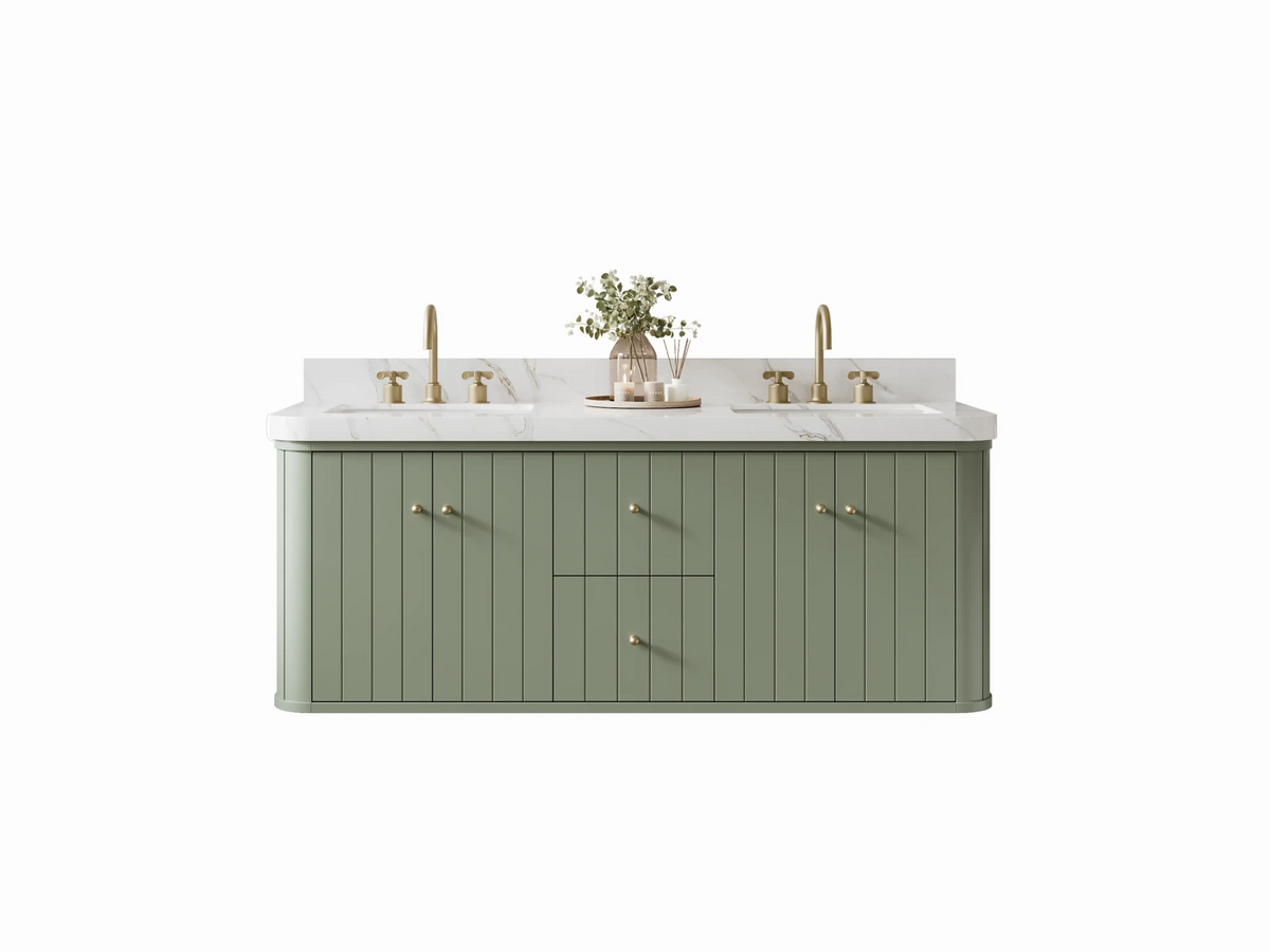 Houston Floating 60 in. W x 22 in. D Double Sink Bathroom Vanity - Willow Bath and Vanity