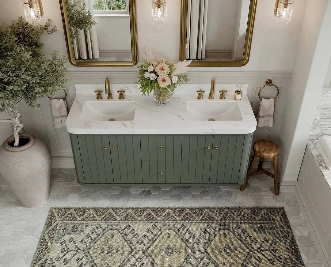 Houston Floating 60 in. W x 22 in. D Double Sink Bathroom Vanity - Willow Bath and Vanity