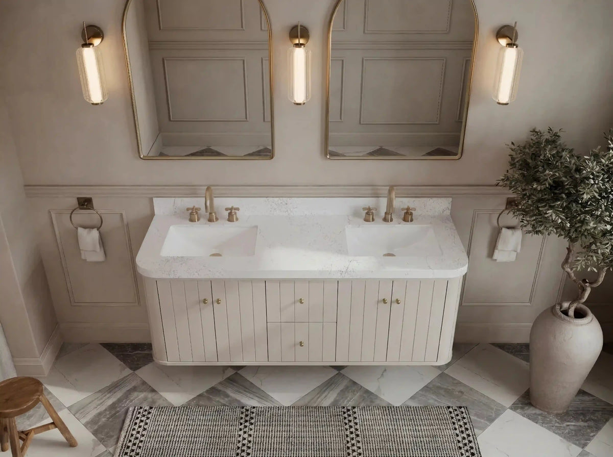 Houston Floating 60 in. W x 22 in. D Double Sink Bathroom Vanity - Willow Bath and Vanity
