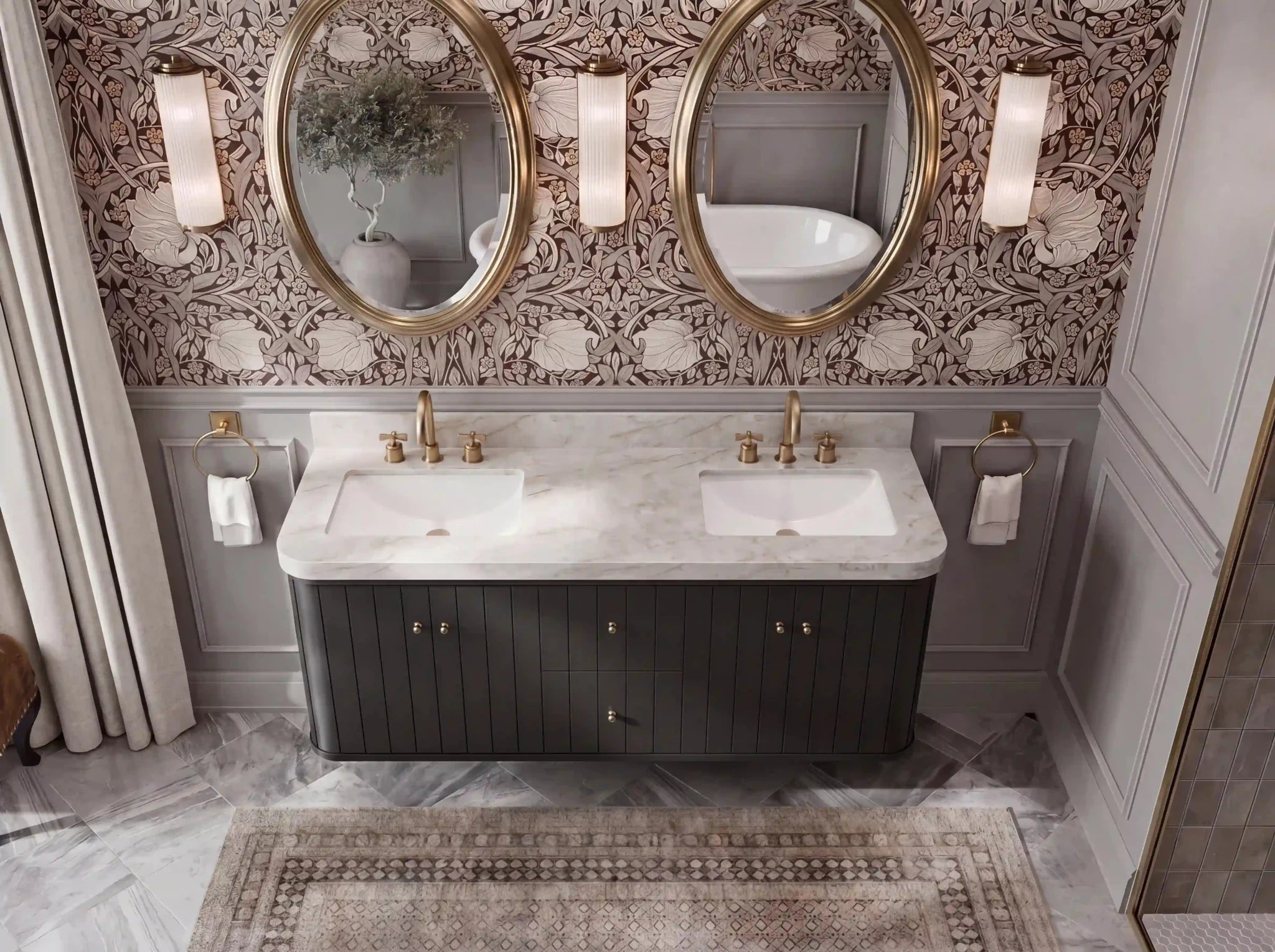 Houston Floating 60 in. W x 22 in. D Double Sink Bathroom Vanity - Willow Bath and Vanity