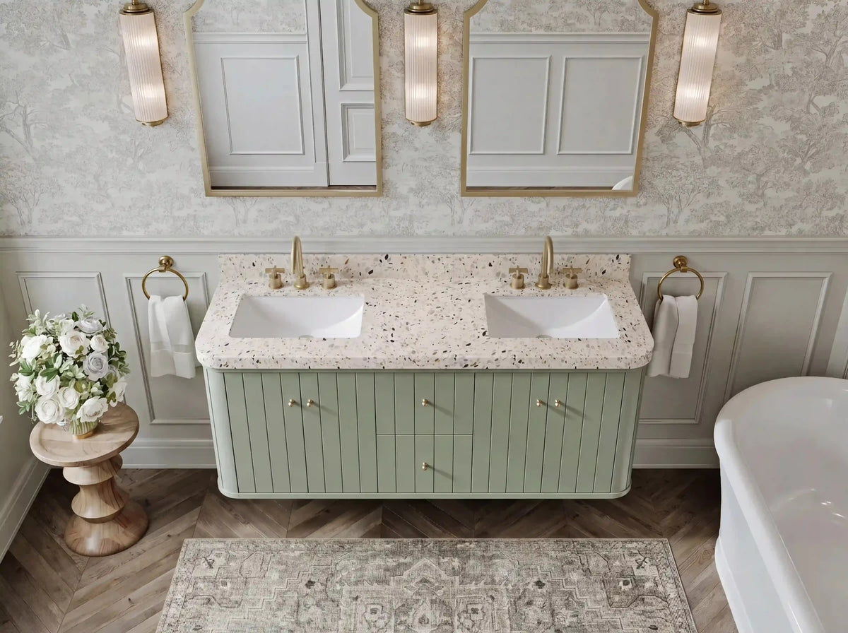 Houston Floating 60 in. W x 22 in. D Double Sink Bathroom Vanity - Willow Bath and Vanity