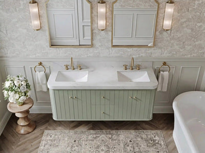 Houston Floating 60 in. W x 22 in. D Double Sink Bathroom Vanity - Willow Bath and Vanity