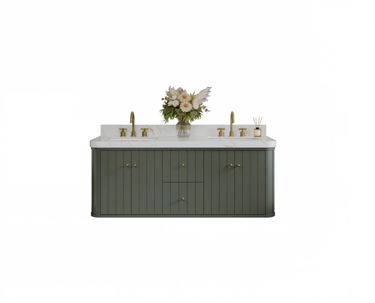 Houston Floating 60 in. W x 22 in. D Double Sink Bathroom Vanity - Willow Bath and Vanity