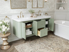 Houston Floating 60 in. W x 22 in. D Double Sink Bathroom Vanity - photo 3
