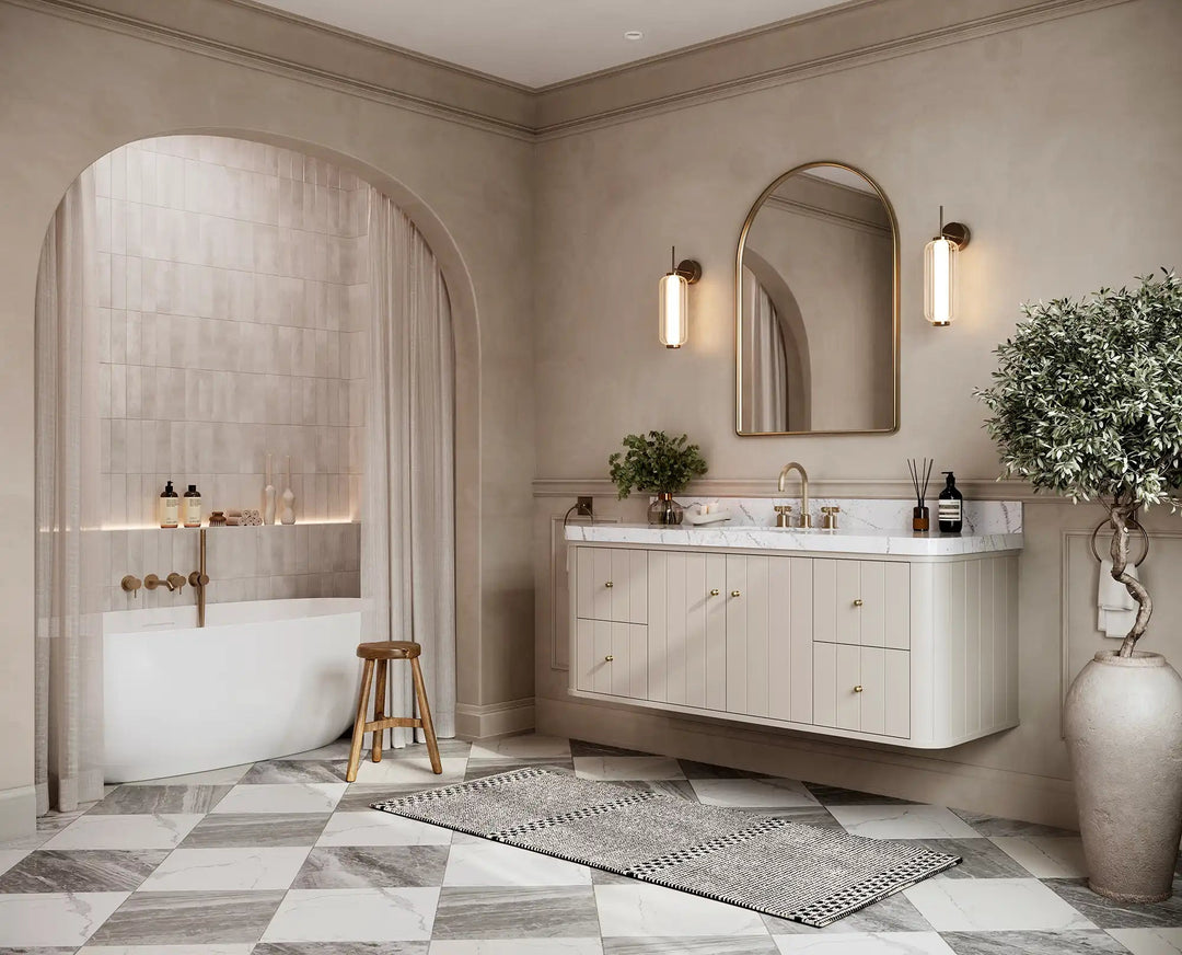 Houston Floating 60 in. W x 22 in. D Single Sink Bathroom Vanity | 
              
                 Fine Grain Linen Beige
                
                  
             - HOU-FLT-CAB-FNG-59S - photo №2