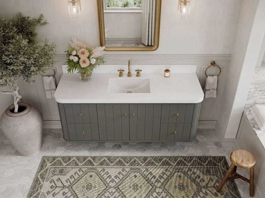 Houston Floating 60 in. W x 22 in. D Single Sink Bathroom Vanity | 
              
                Pewter Green
                
                  
             - HOU-FLT-CAB-PGN-59S - photo №17