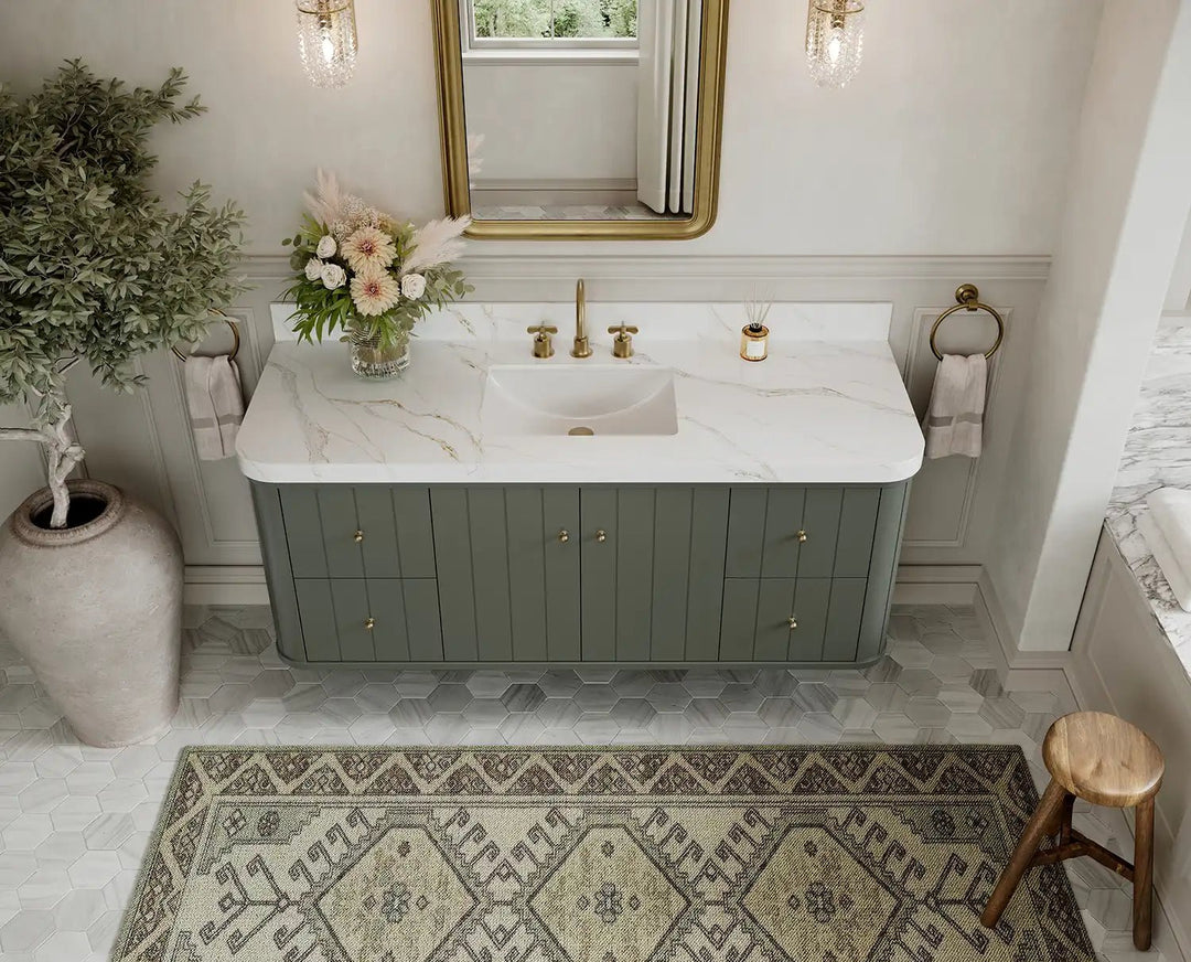 Houston Floating 60 in. W x 22 in. D Single Sink Bathroom Vanity | 
              
                Pewter Green
                
                  
             - HOU-FLT-CAB-PGN-59S - photo №4