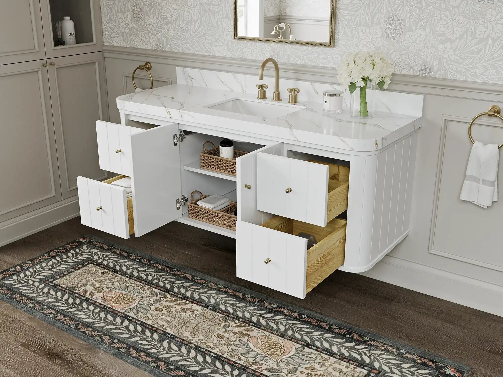 Houston Floating 60 in. W x 22 in. D Single Sink Bathroom Vanity - Willow Bath and Vanity