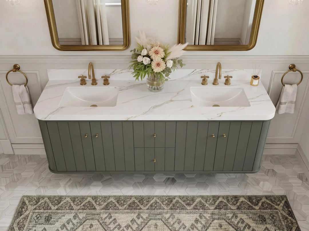 Houston Floating 72 in. W x 22 in. D Double Sink Bathroom Vanity | 
              
                Pewter Green
                
                  
             - HOU-FLT-CAB-PGN-71D - photo №17