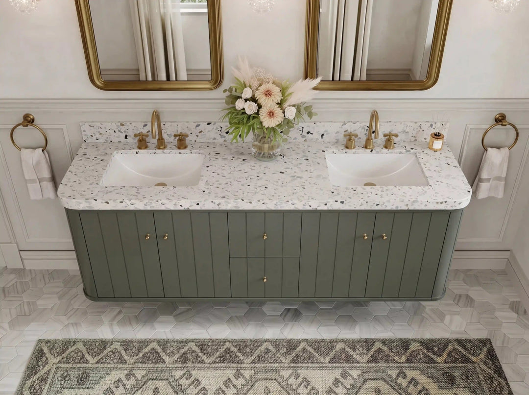 Houston Floating 72 in. W x 22 in. D Double Sink Bathroom Vanity | 
              
                Pewter Green
                
                  
             - HOU-FLT-CAB-PGN-71D - photo №12